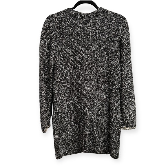 Talbots Black White Tweed Collarless Long Cardigan Sweater Jacket Women's Small - Picture 5 of 9